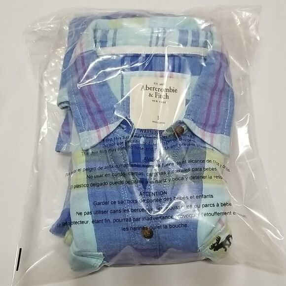 Abercrombie & Fitch Shirt Women's Small Front Button Up Plaid 100% Cotton Office - Picture 7 of 7